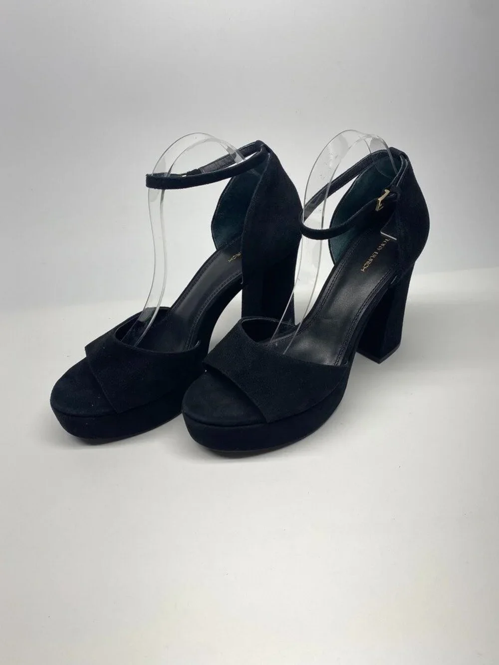Tory Burch Women's Platform Black Suede Strap High Heel Sandals Sz 11M